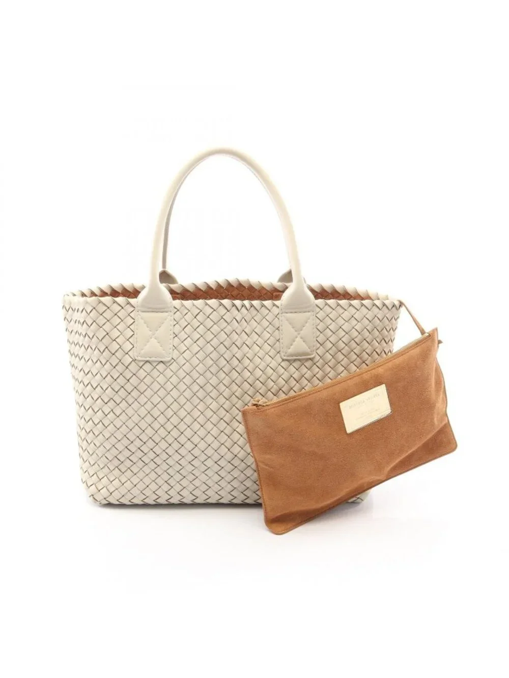 Bottega Veneta Tote Cover PM Intrecciato Off White Leather Small